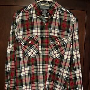 Nautica Men's Plaid Shirt - Red, Green, and White size M